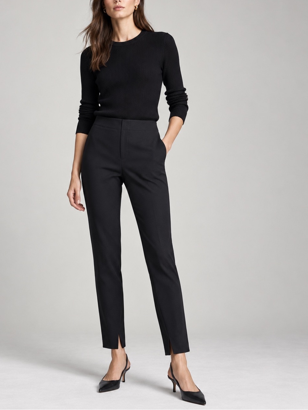 Theory Core Scuba Skinny Legging Pants Black Size M Ankle Slit